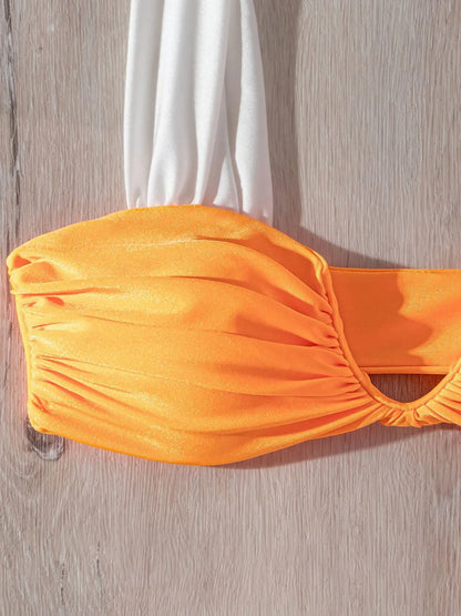 Maillot de bain deux pièces déformable, col en V, pour femmes, bikini échancré