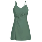 Maillot de bain fendu sur le devant, avec slip intégré, col en V, rembourré pour femmes