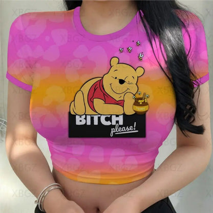 T-shirt Disney Winnie pour femmes haut court