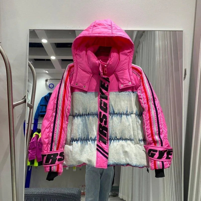 Doudoune courte en denim pour femme