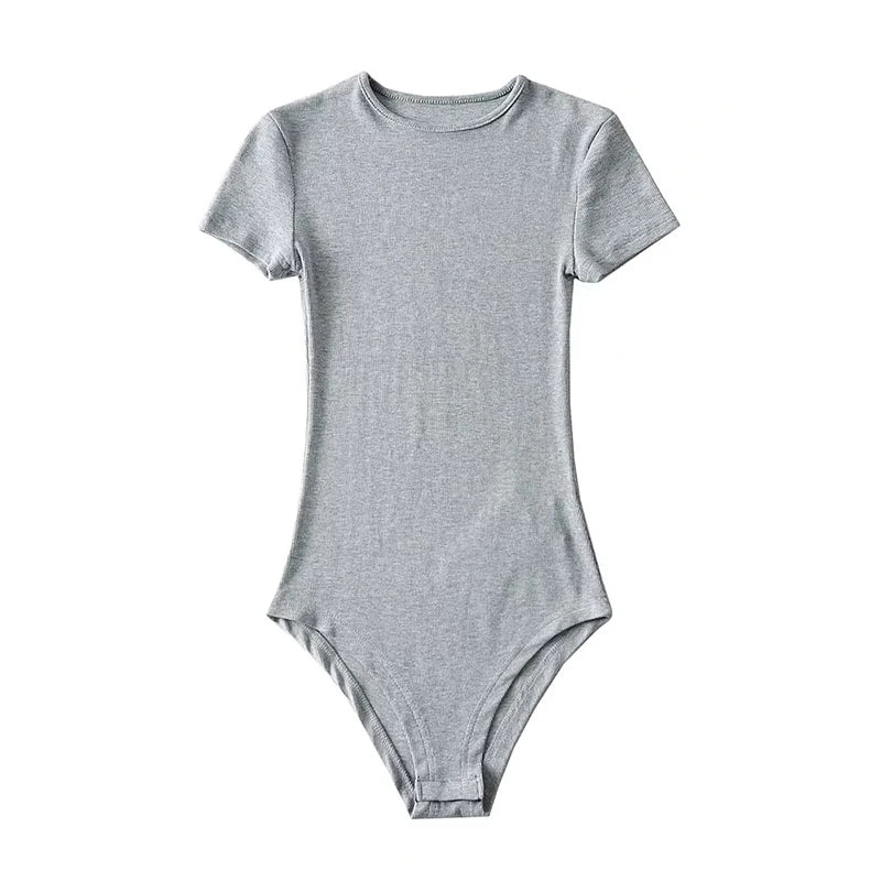 Body à manches courtes et col rond pour femme