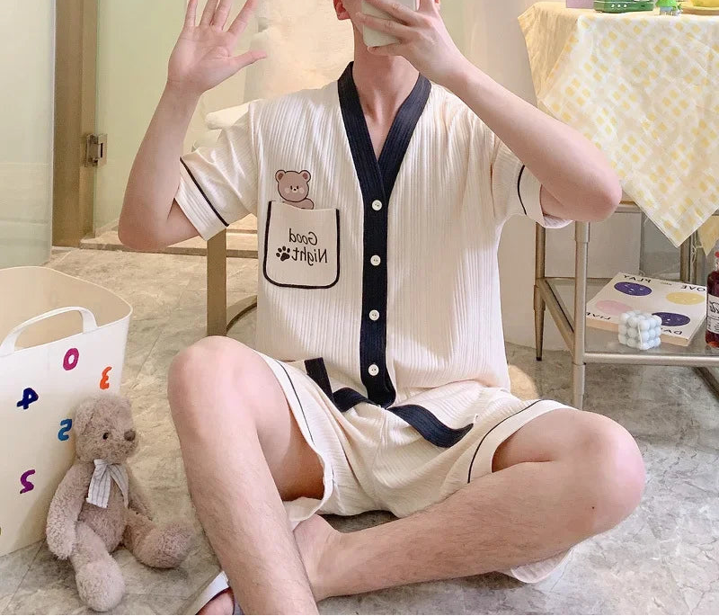 Pyjama d'été en coton pour hommes