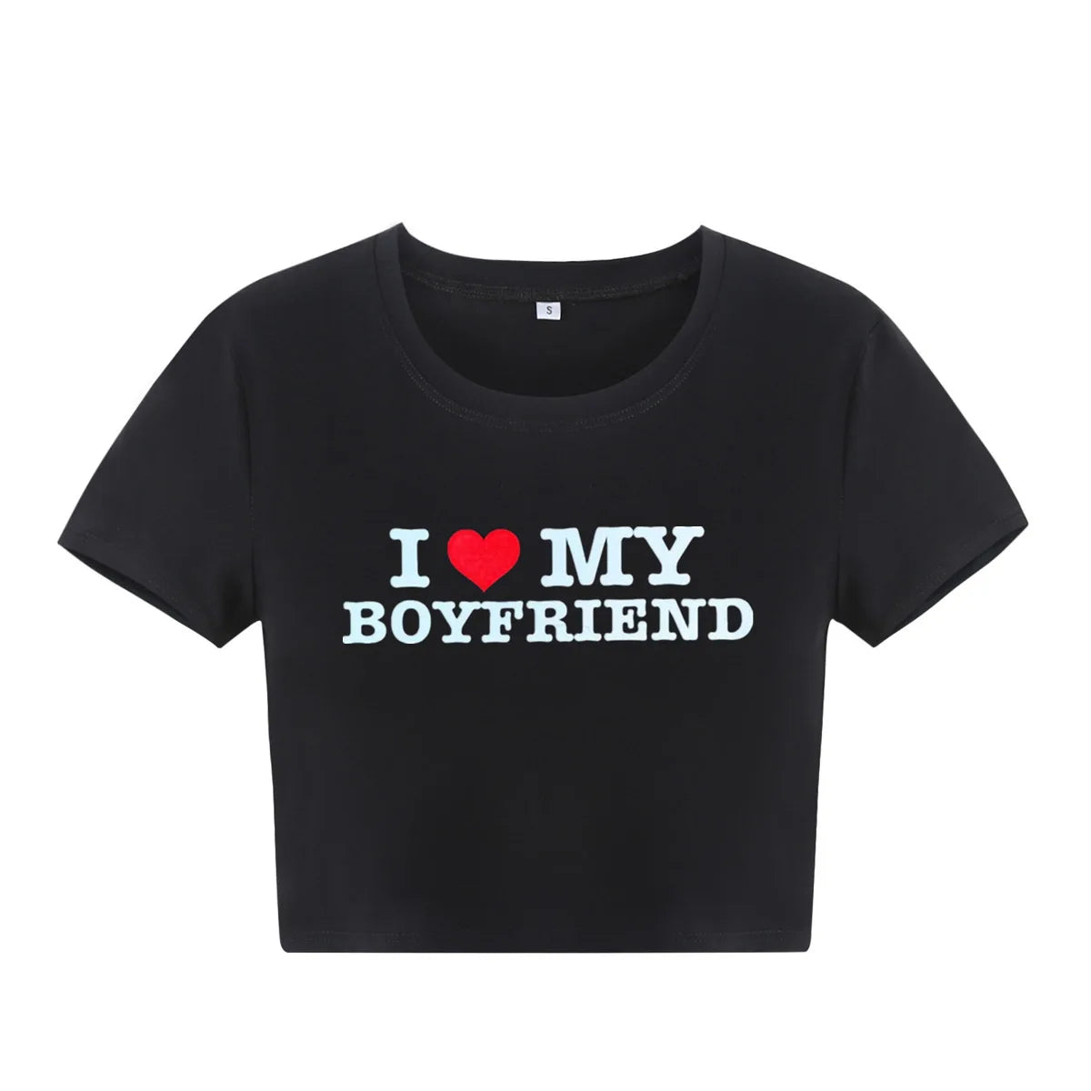 T-shirt manches courtes pour femmes, estival et à la mode, en coton, avec I LOVE MY BOYFRIEND