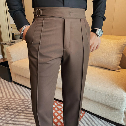 Pantalon de costume taille haute pour hommes