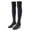 Bottes cristal en tissu extensible pour femmes