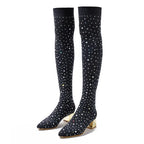 Bottes cristal en tissu extensible pour femmes
