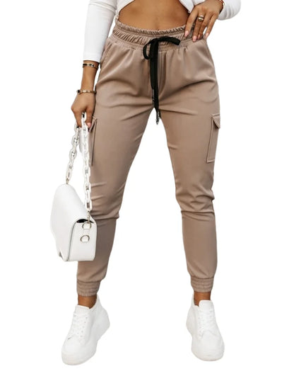 Pantalon femme Élégant Cordon Poche Conception Revers