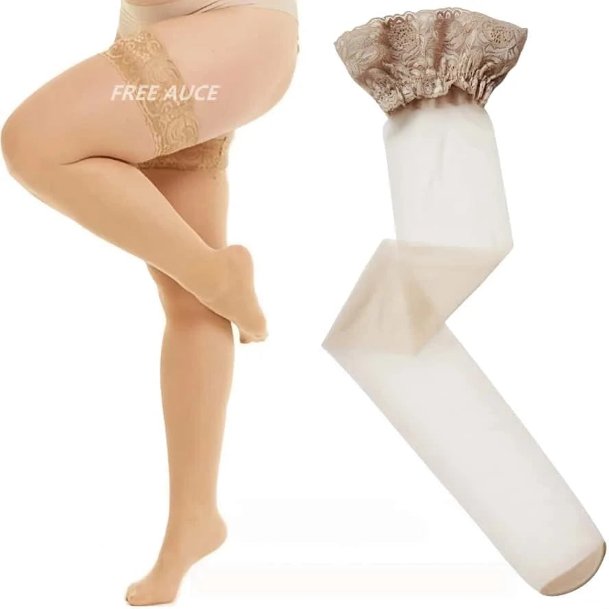 Bas surdimensionné noir grande taille en dentelle pour femmes