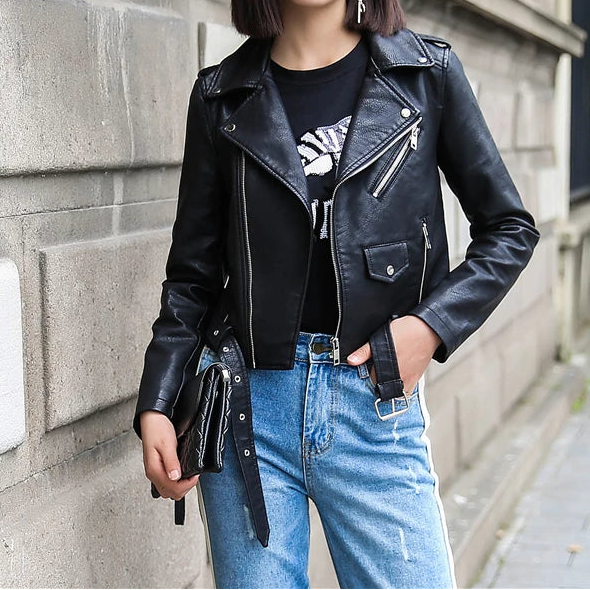 Veste en cuir Pu pour femmes