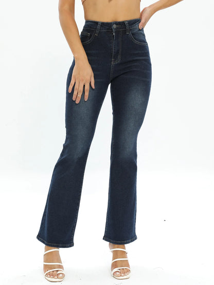 Jean taille haute coupe botte pour femme, pantalon évasé, coupe couvertes