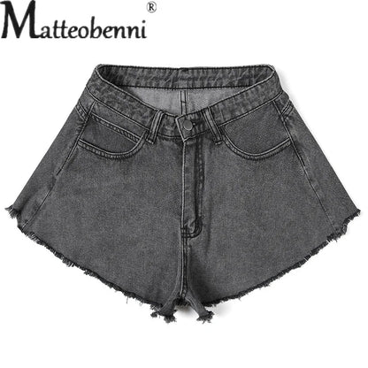 Short en jean pour femme, style ample, taille haute