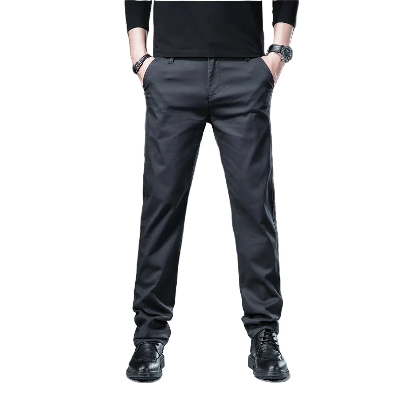 Pantalon droit décontracté en coton pour hommes