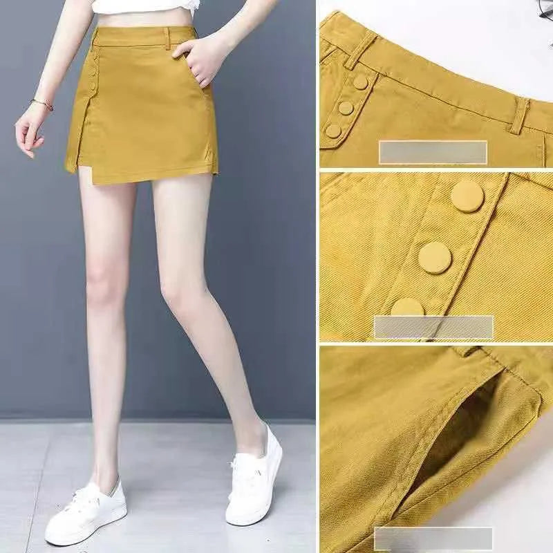 Jupe short courte décontractée taille haute pour femme,