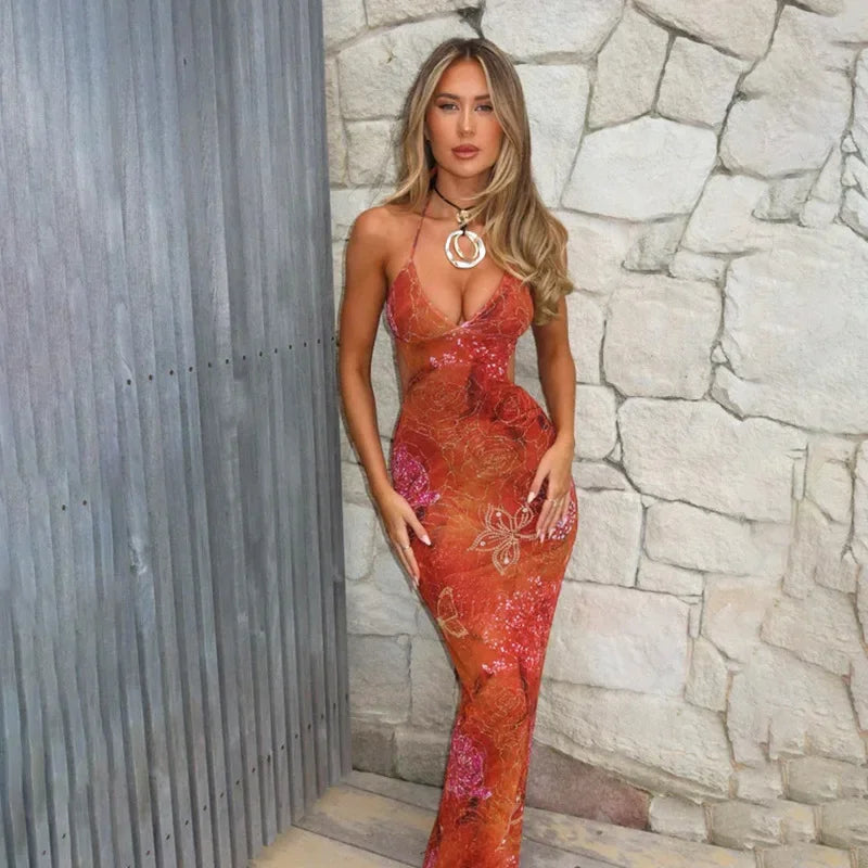 Robe mi-longue rétro coloré pour femmes