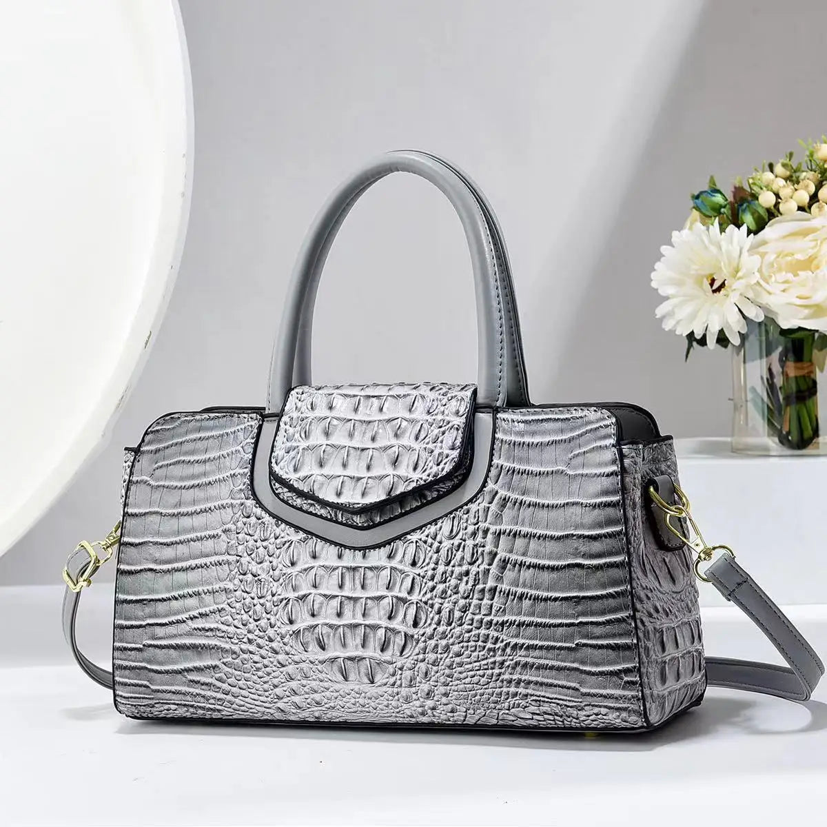 Sac à main motif crocodile pour femme