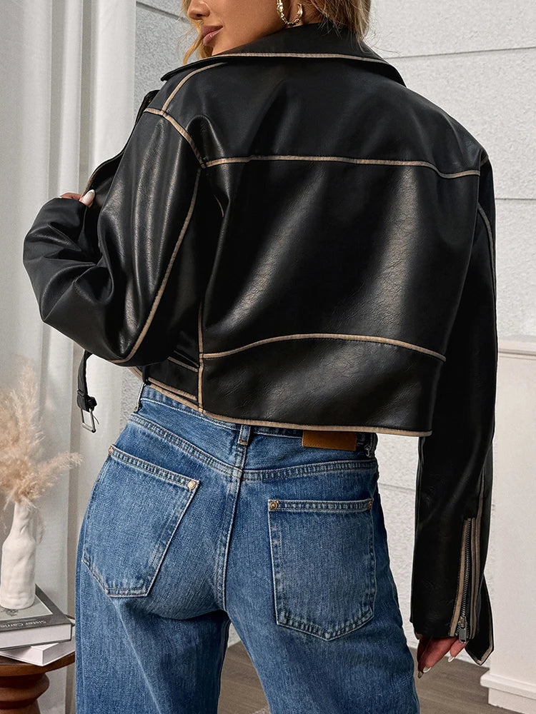 Veste vintage imitation cuir pour femme