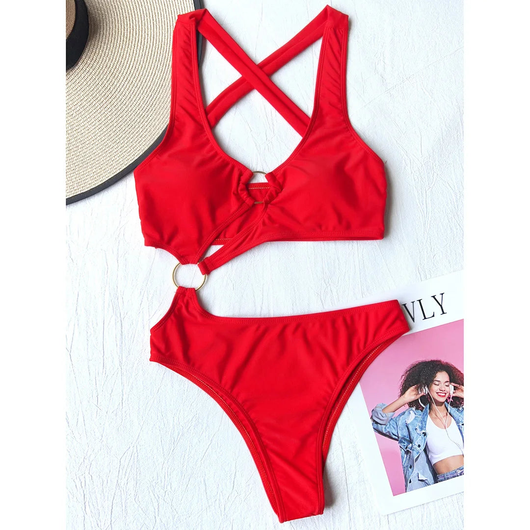 Maillot de bain une pièce asymétrique dos nu sexy pour femmes
