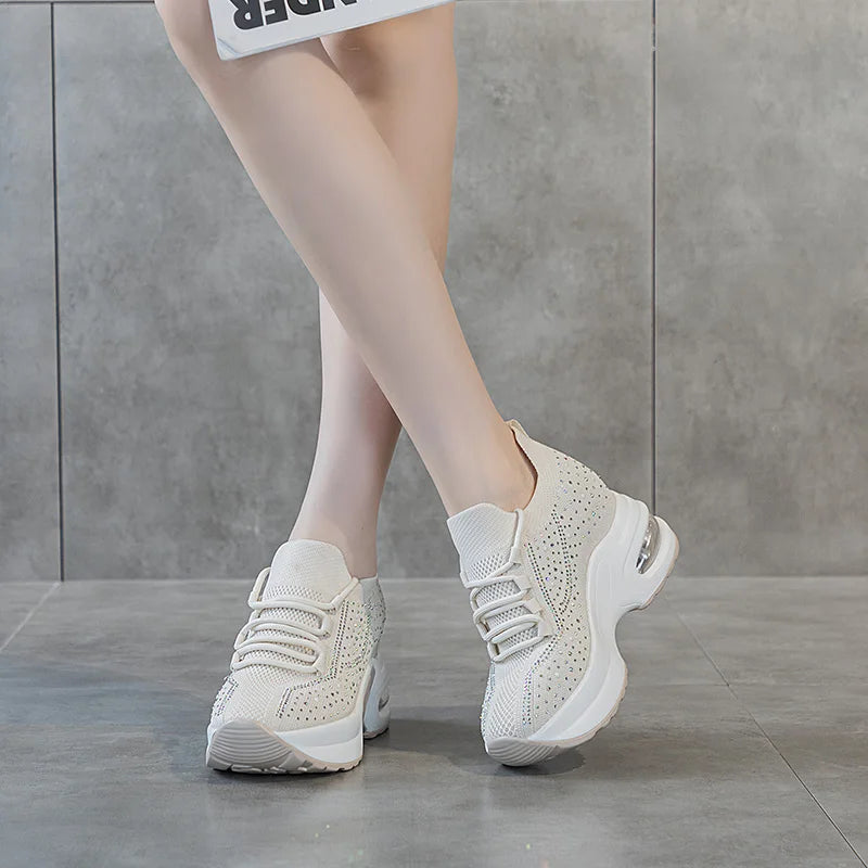 Baskets Air Mesh respirantes à l'offre elles compensées 8cm pour femmes