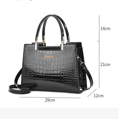 Sac à bandoulière en cuir motif crocodile pour femme