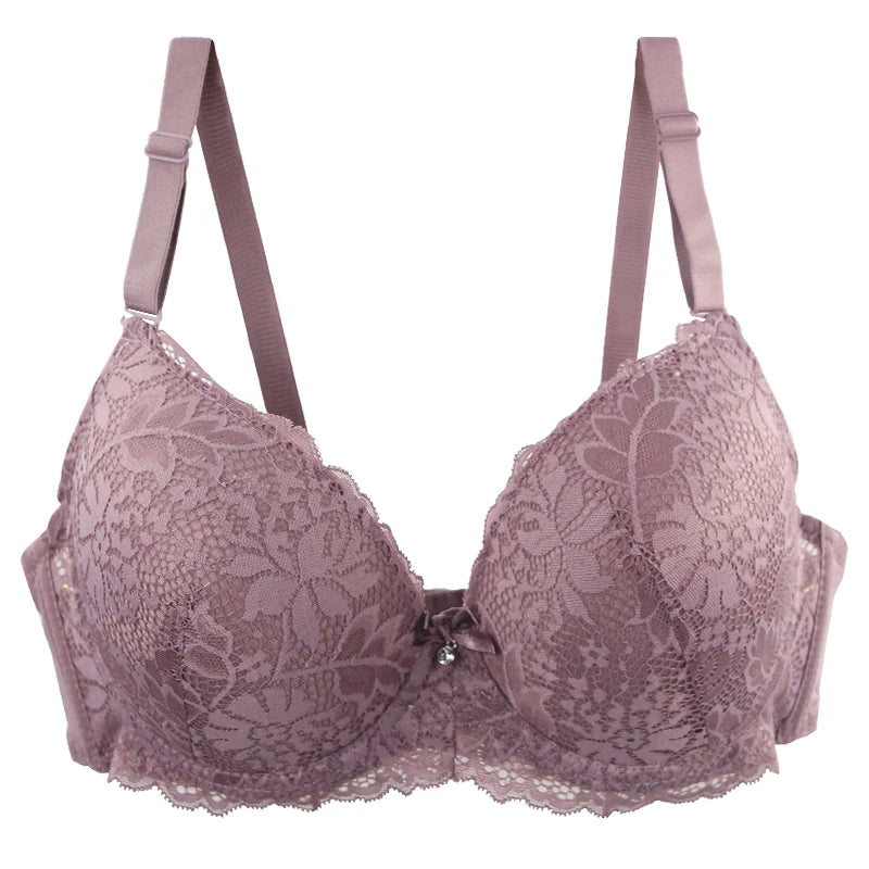 Soutien-gorge push-up sexy en dentelle avec nœud floral pour femmes