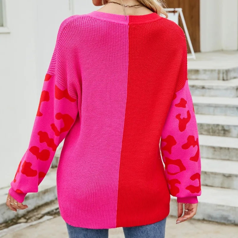 Pull à manches longues et col rond pour femme, couleur unie