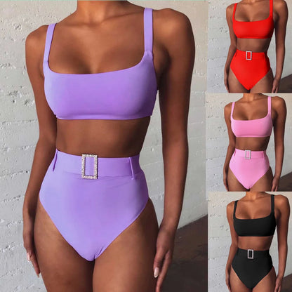 Maillots de bain deux pièces ceinture taille haute pour femmes