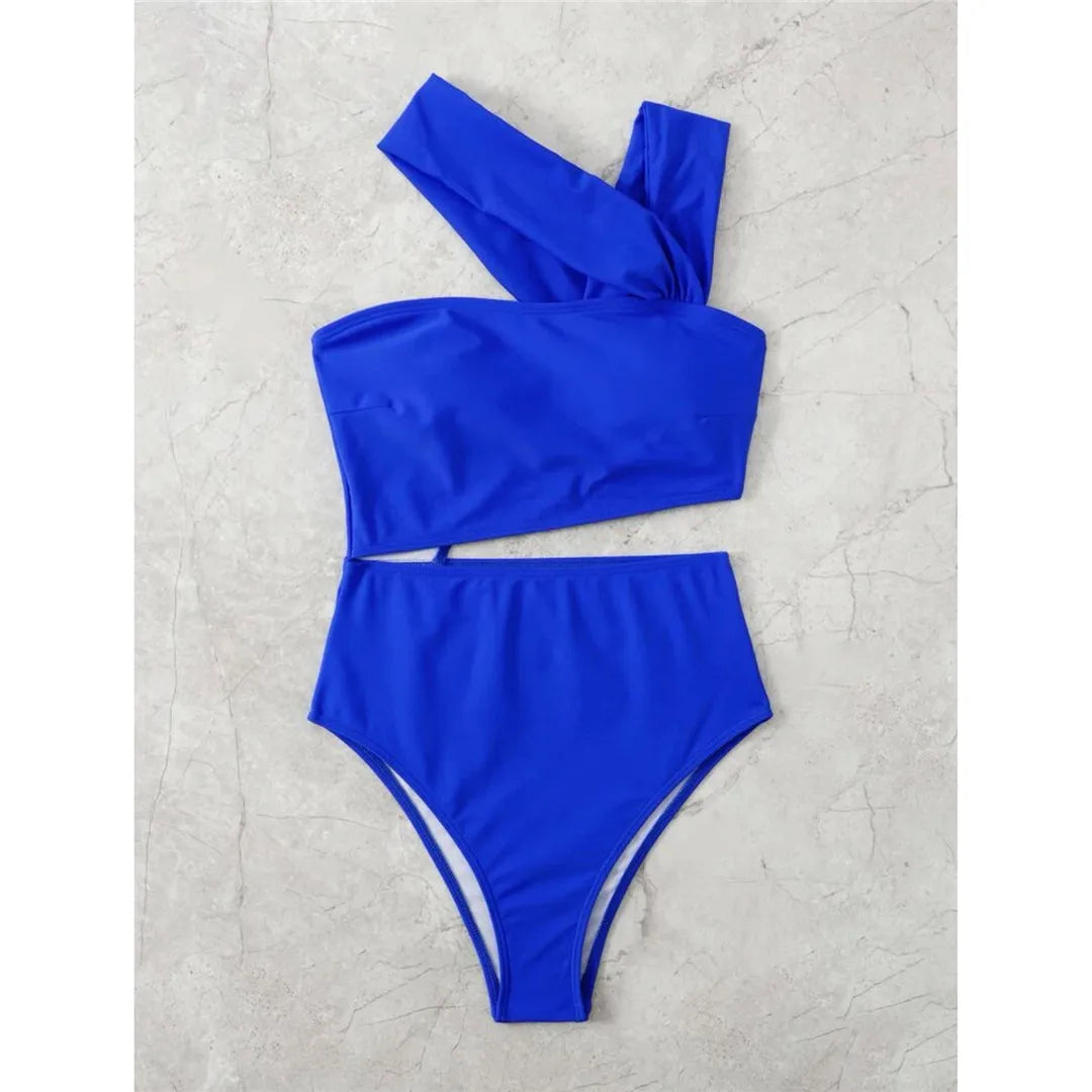 Maillot de bain une pièce découpé asymétrique pour femmes