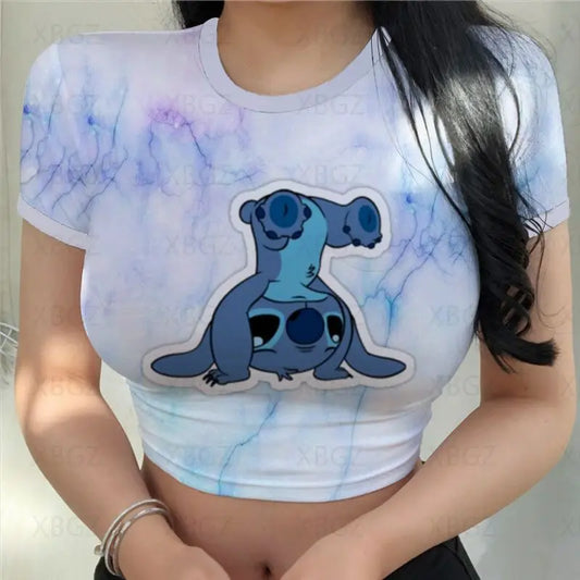 T-shirt Disney stitch pour femmes haut court