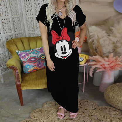 Robe fendue col en v pour femmes Disney Mickey