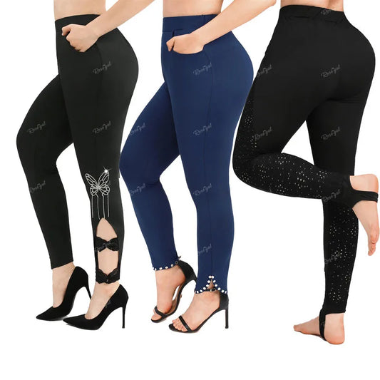 Leggings taille plus avec poches pour femmes