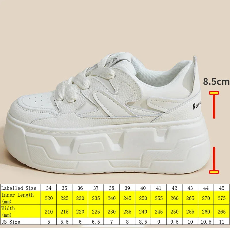 Baskets compensées en cuir de vache véritable pour femme