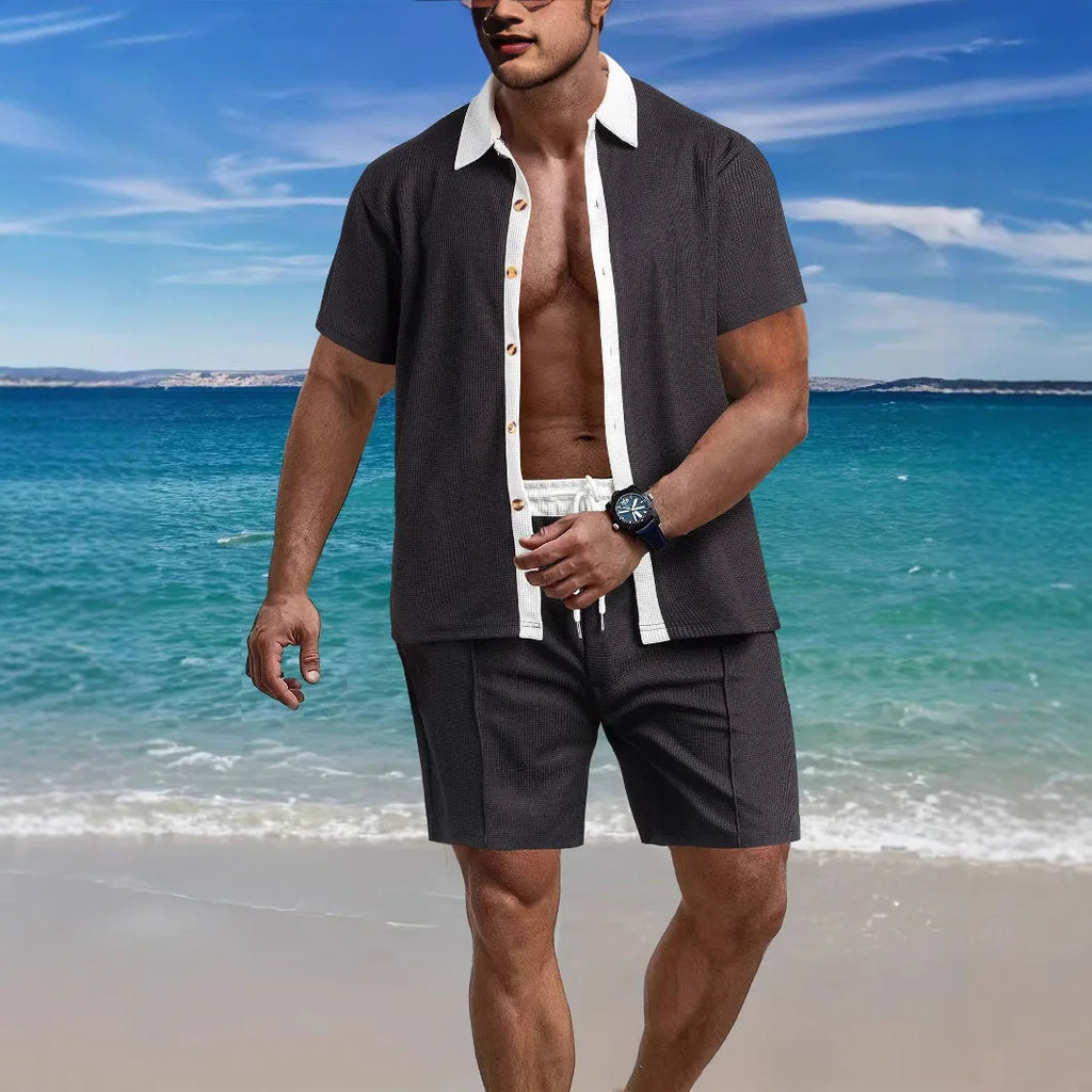Ensemble chemise à manches courtes et short pour hommes