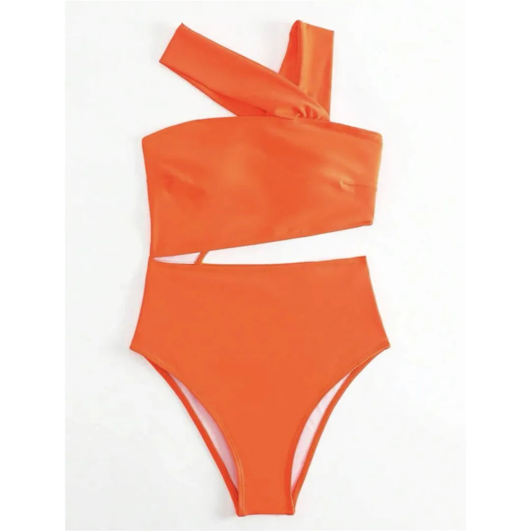 Maillot de bain une pièce découpé asymétrique pour femmes