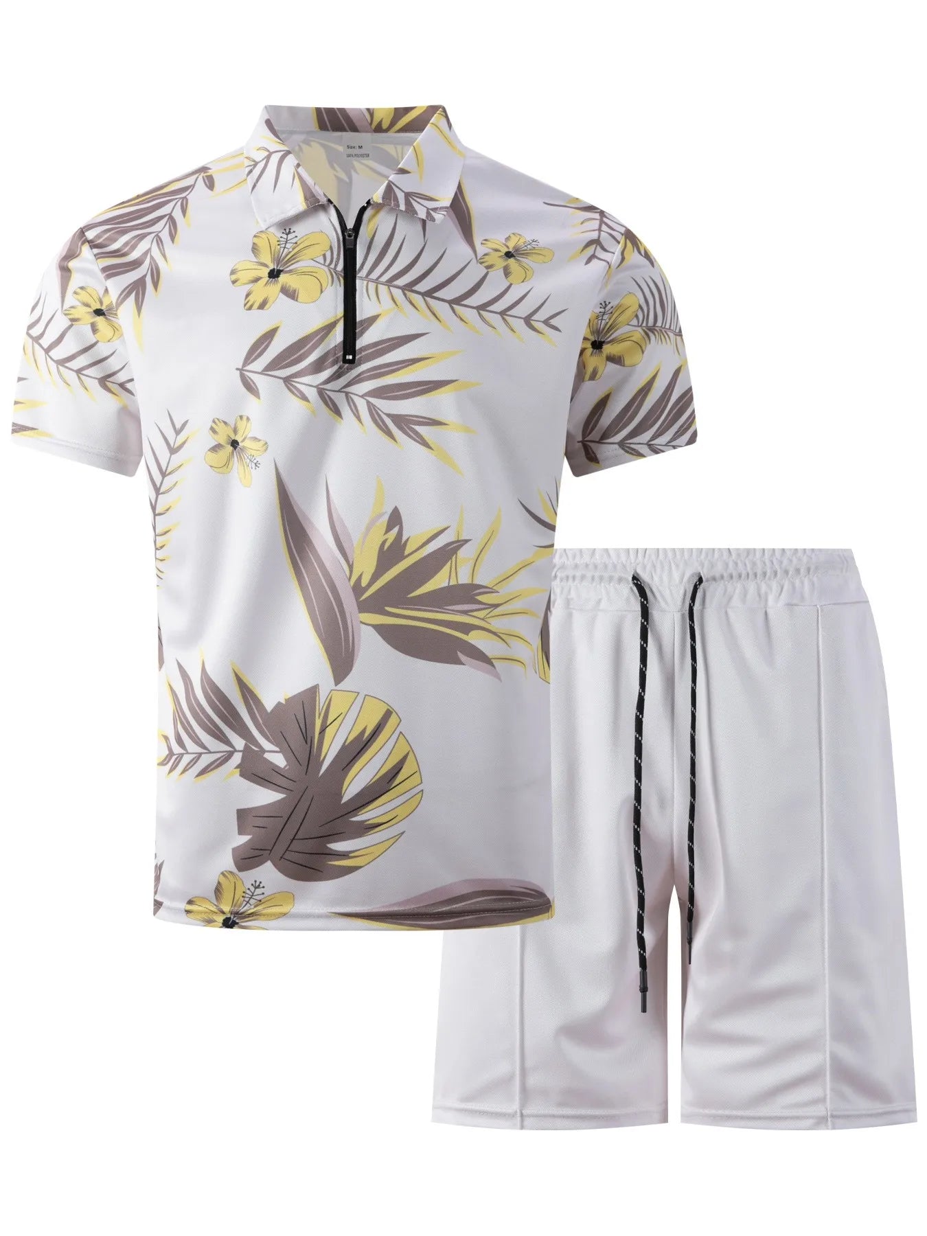Ensemble de plage décontracté à manches courtes et fermeture éclair pour hommes
