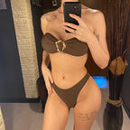 Maillot de bain deux pièces bandeau avec anneau métallique pour femmes