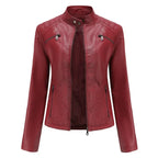 Veste en cuir violet pour femme