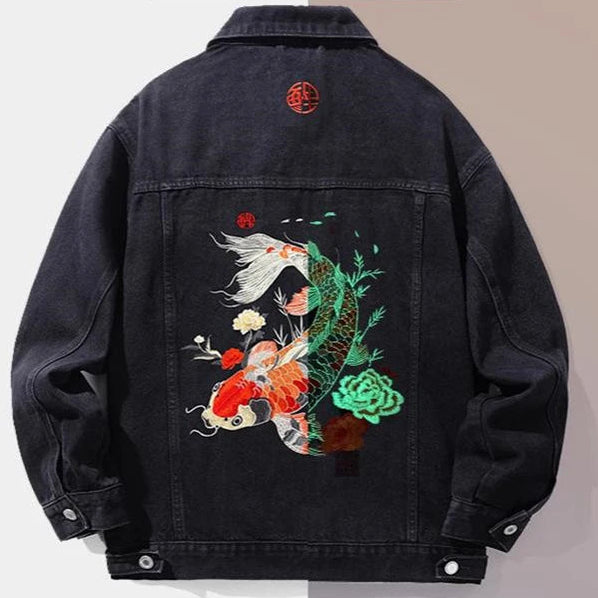 Veste brocart carpe brodée pour homme