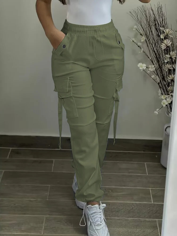 Pantalon cargo taille haute pour femme