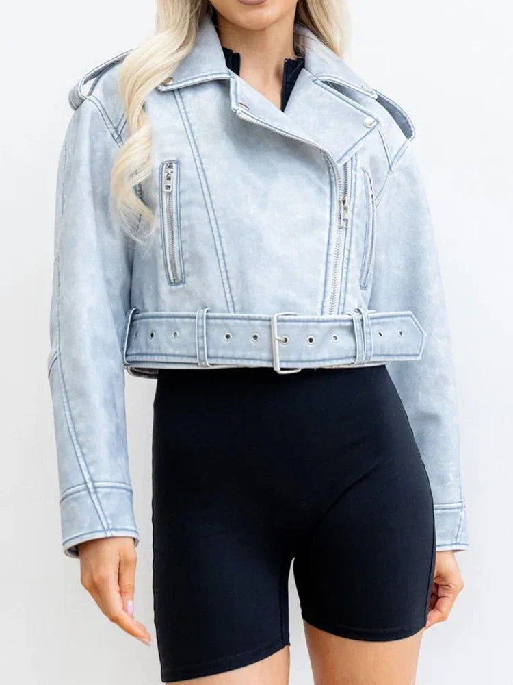 Veste en faux cuir Pu pour femme