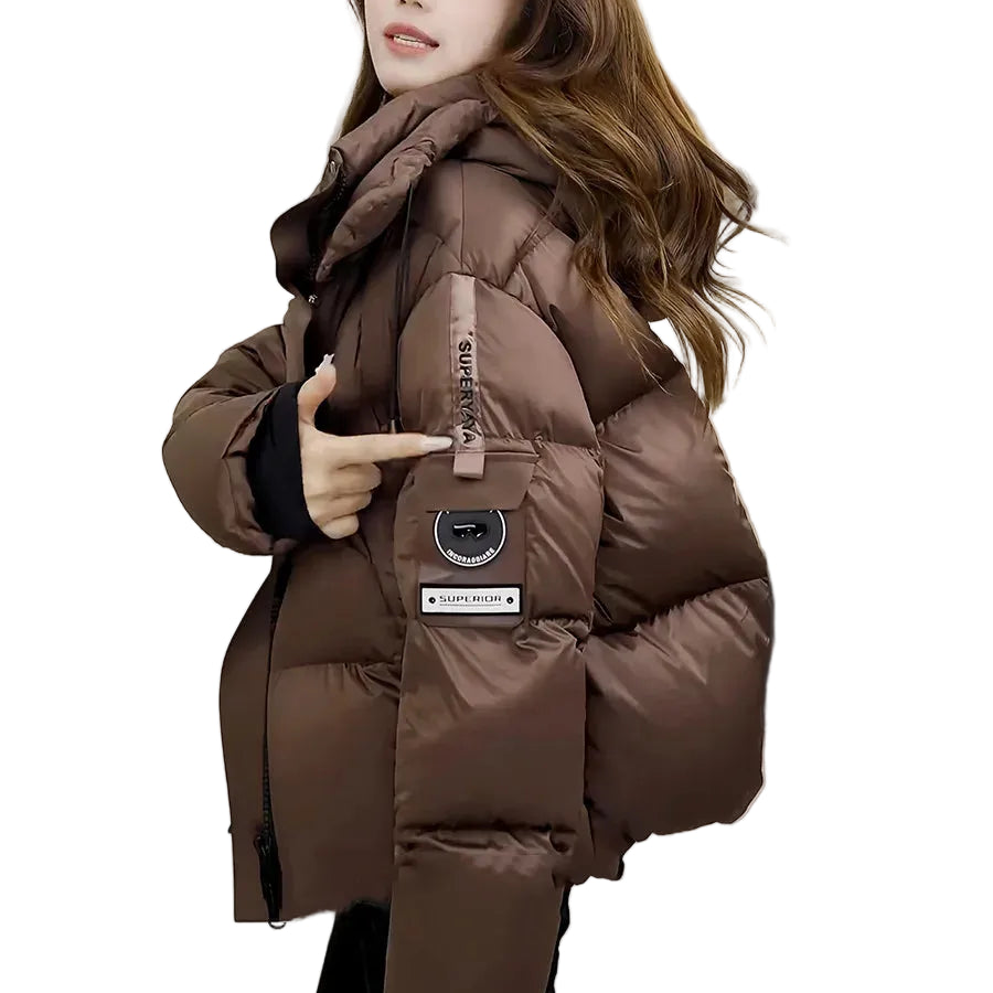 Manteau matelassées en patchwork de fourrure pour femmes