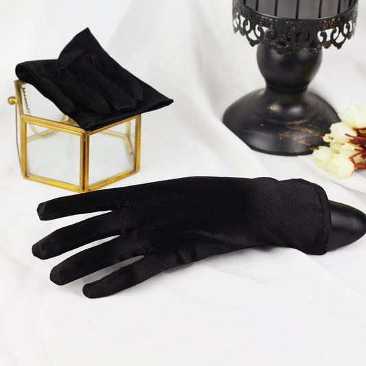 Gants de mariée en Satin pour femmes, Simple, noir et blanc