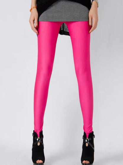 Legging de yoga sexy longueur cheville, couleur bonbon, soie glacée brillante, slim, taille haute pour femmes