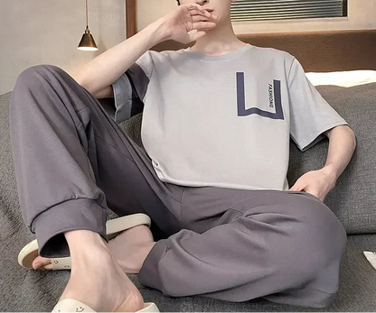 Pyjama d'été en coton tricoté pour hommes