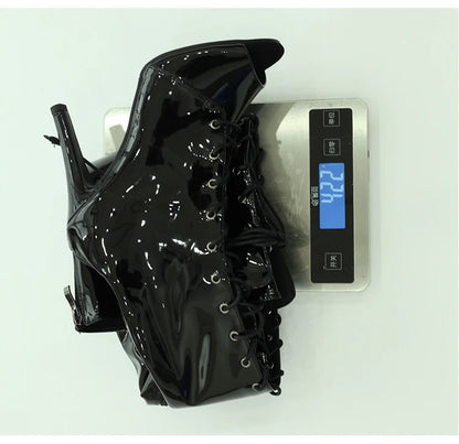 Bottes à lacets au-dessus du genou, chaussures à talons aiguilles pour femmes