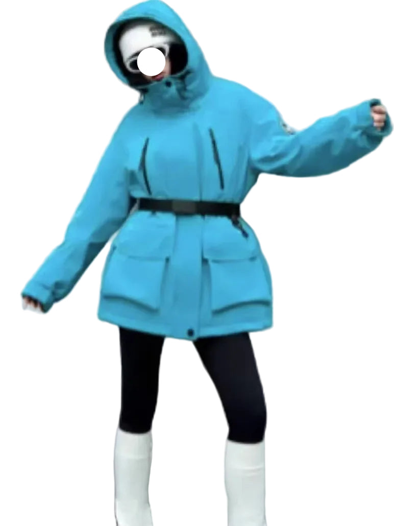 Doudoune à capuche tendance avec ceinture pour femme,