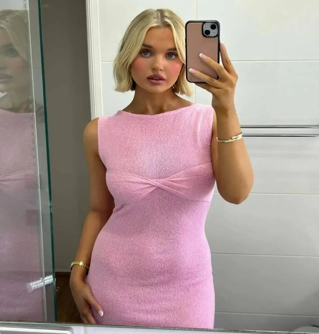 Robe maxi froncée à col Rond pour femmes