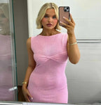 Robe maxi froncée à col Rond pour femmes