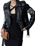 Veste vintage Graffiti imprimé Slim pu similicuir pour femme