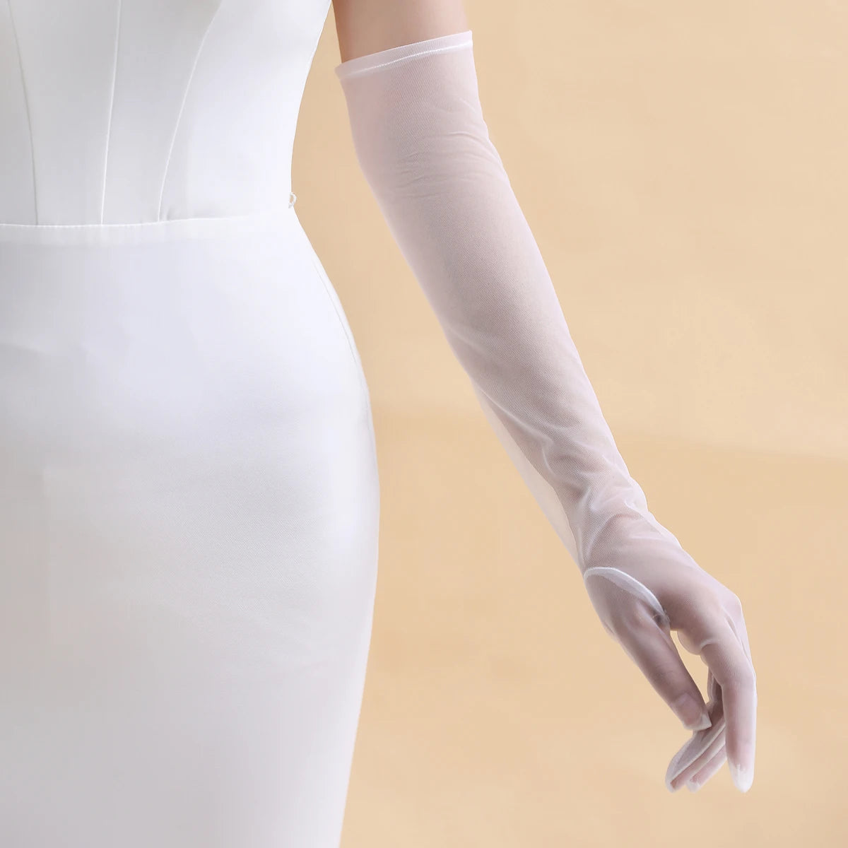 Gants longs pour patients de mariage, gants en tulle uni, gants blancs pour mariées