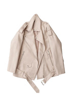 Veste avec ceinture ample fermeture éclair en Faux cuir pour femmes